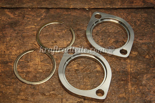 Exhaust Flange and Retainer Kit, chromed, Early Style, BT 84-20 / XL 86-20