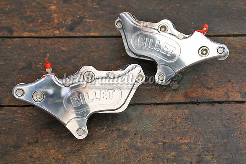 Harrison Billet 4-Piston Calipers, Pair, polished, front, TÜV, FX / XL / FXWG 76-83